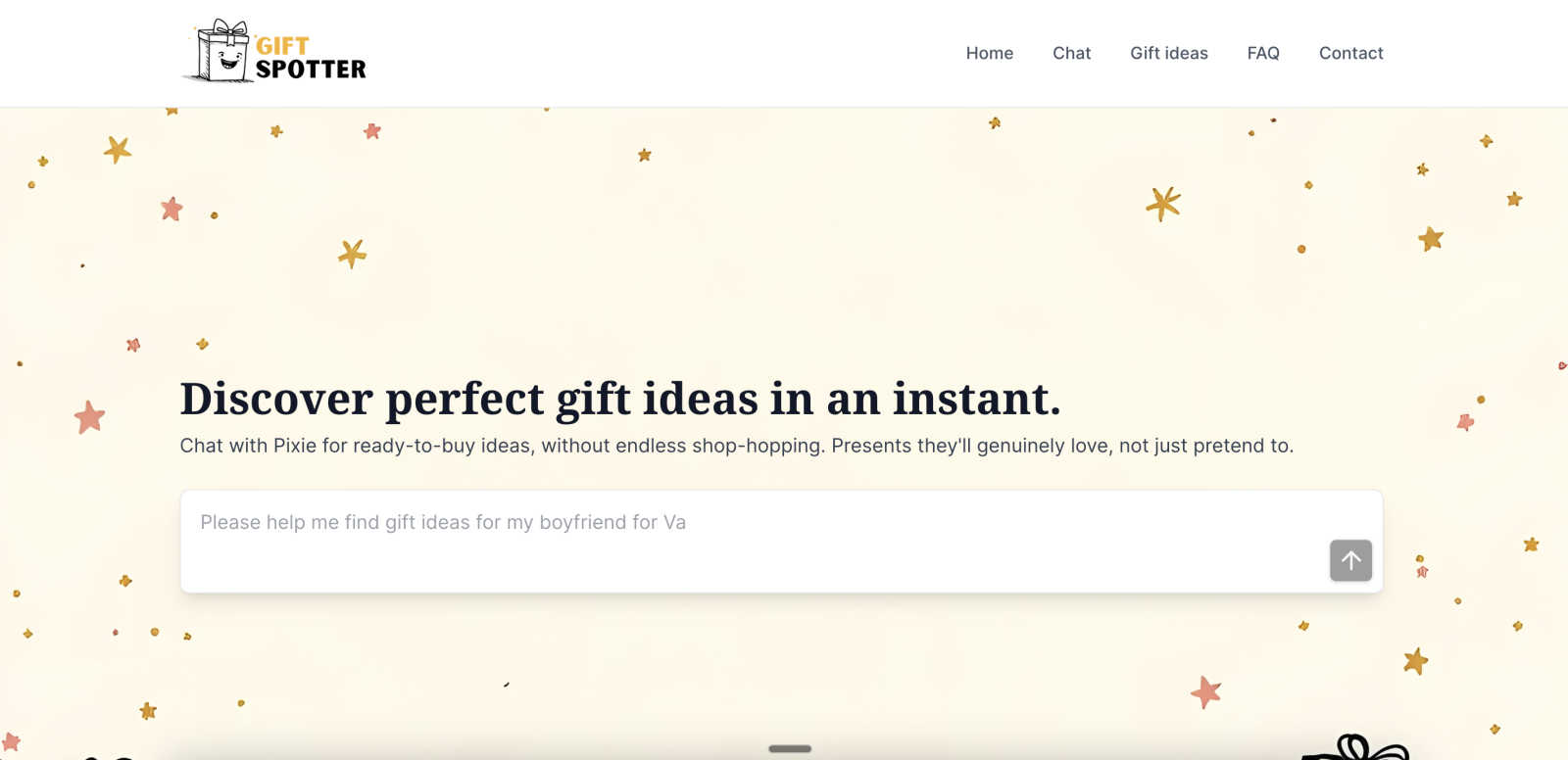 Gift Spotter interface and professional features