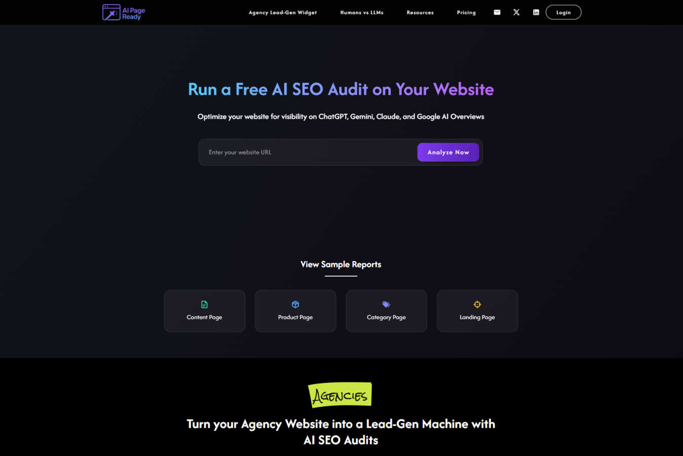 AI Page Ready interface and professional features