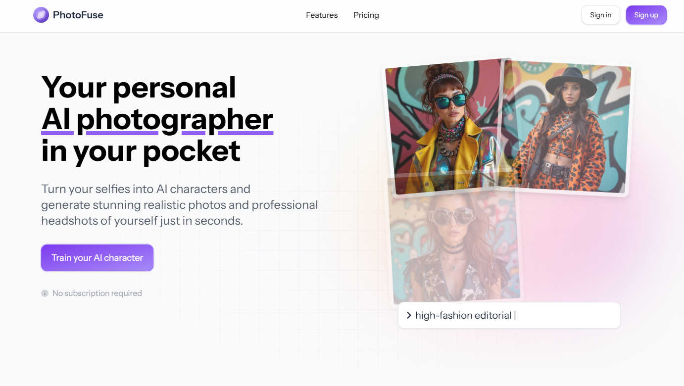 PhotoFuse interface and professional features