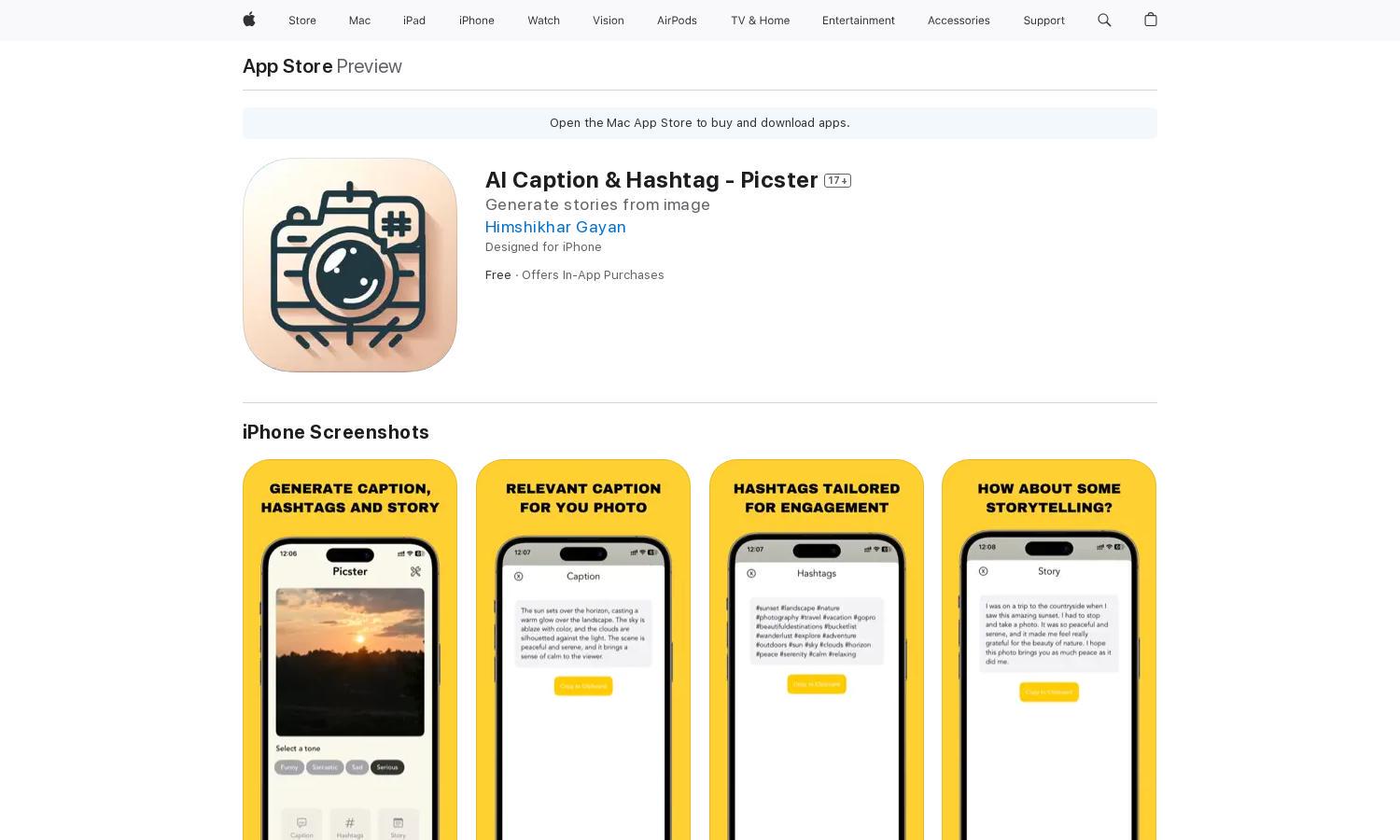 AI Caption & Hashtag - Picster Website