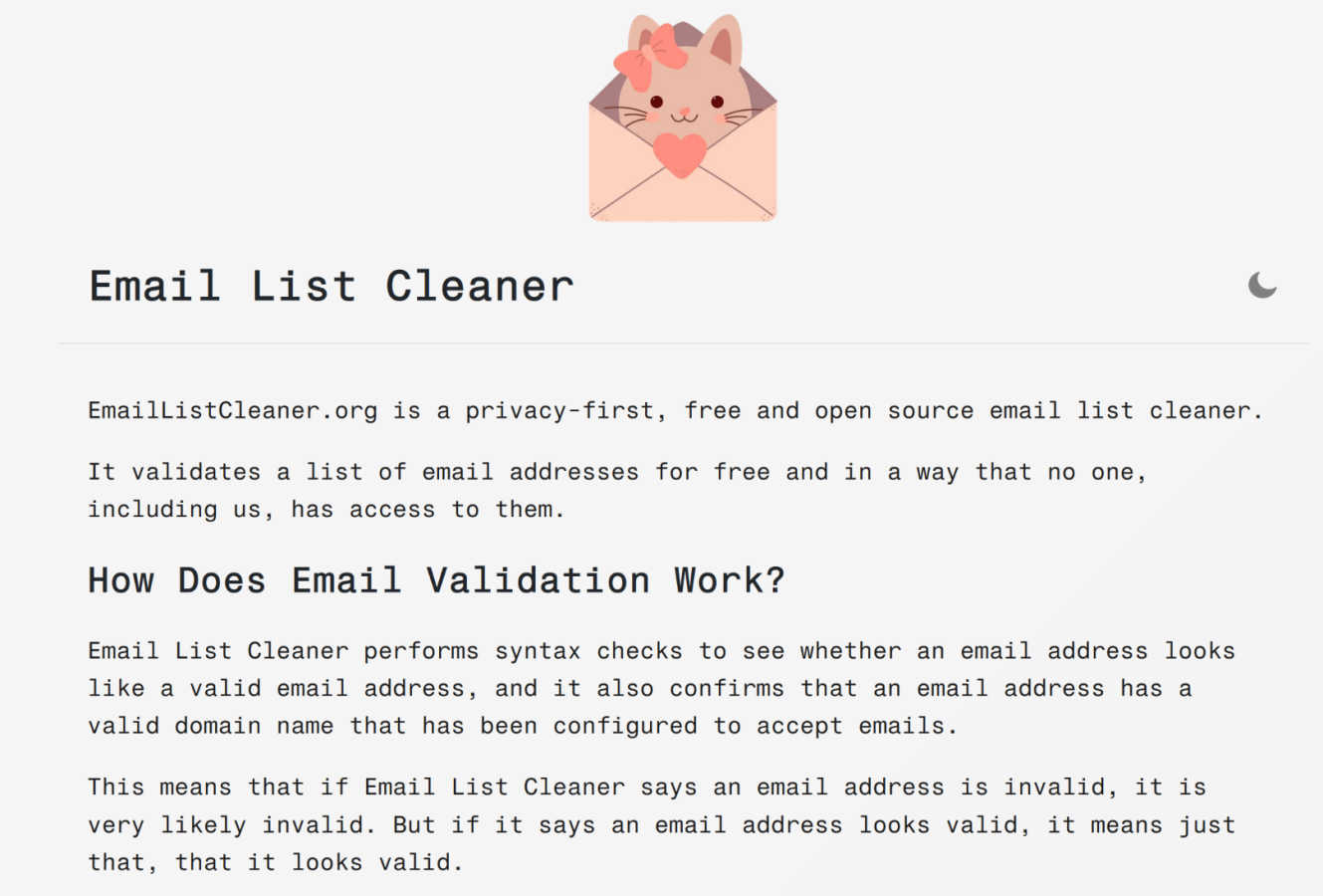 Email List Cleaner interface and professional features