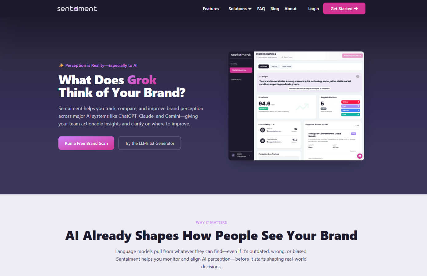 Sentaiment interface and professional features