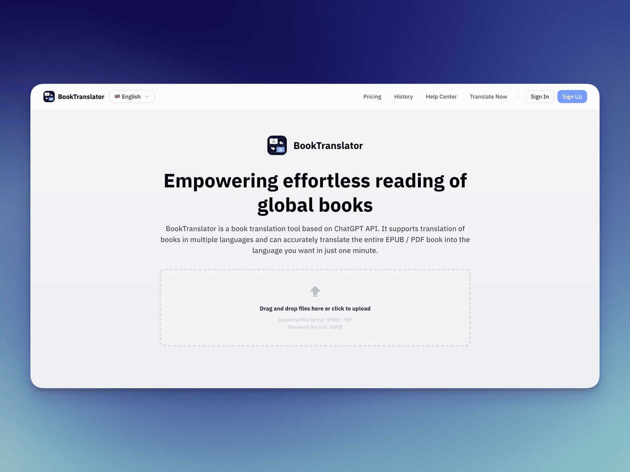 BookTranslator interface and professional features