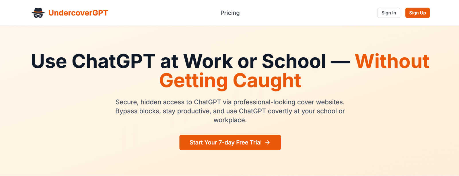 UndercoverGPT interface and professional features