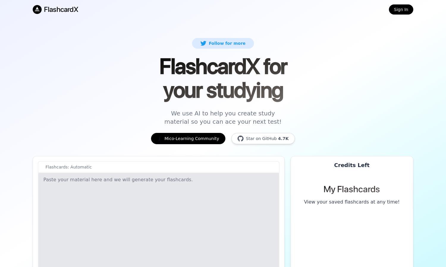 FlashcardX Website