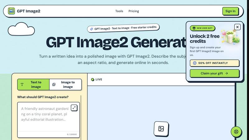 GPT Image2 application interface and features