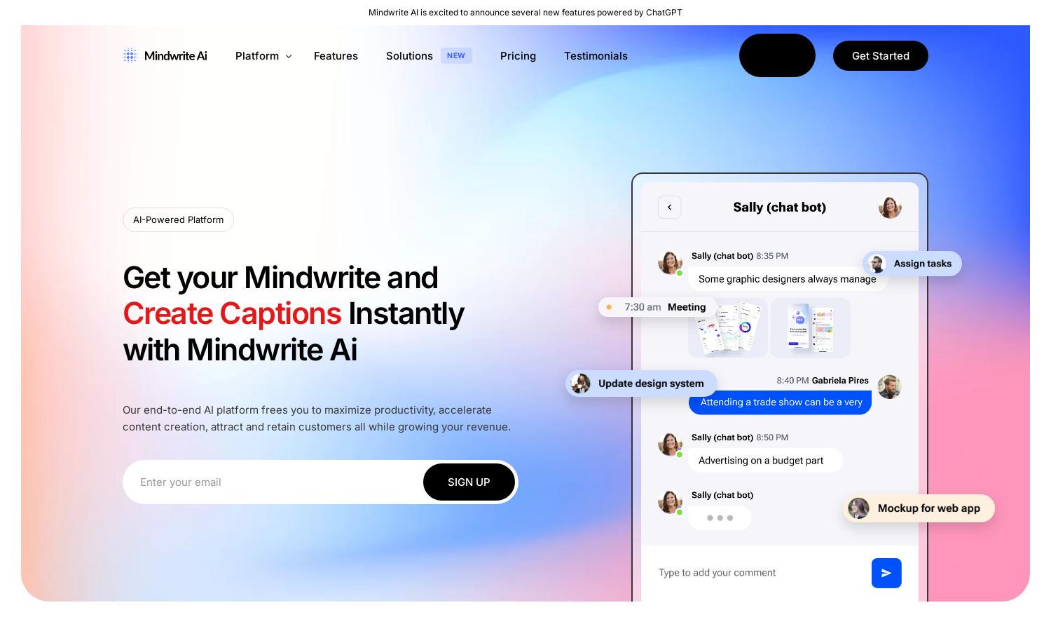 Mindwrite AI Website