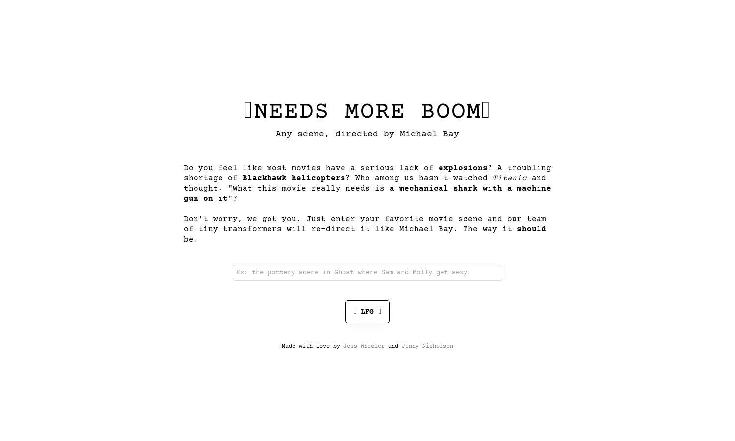 NEEDS MORE BOOM Website