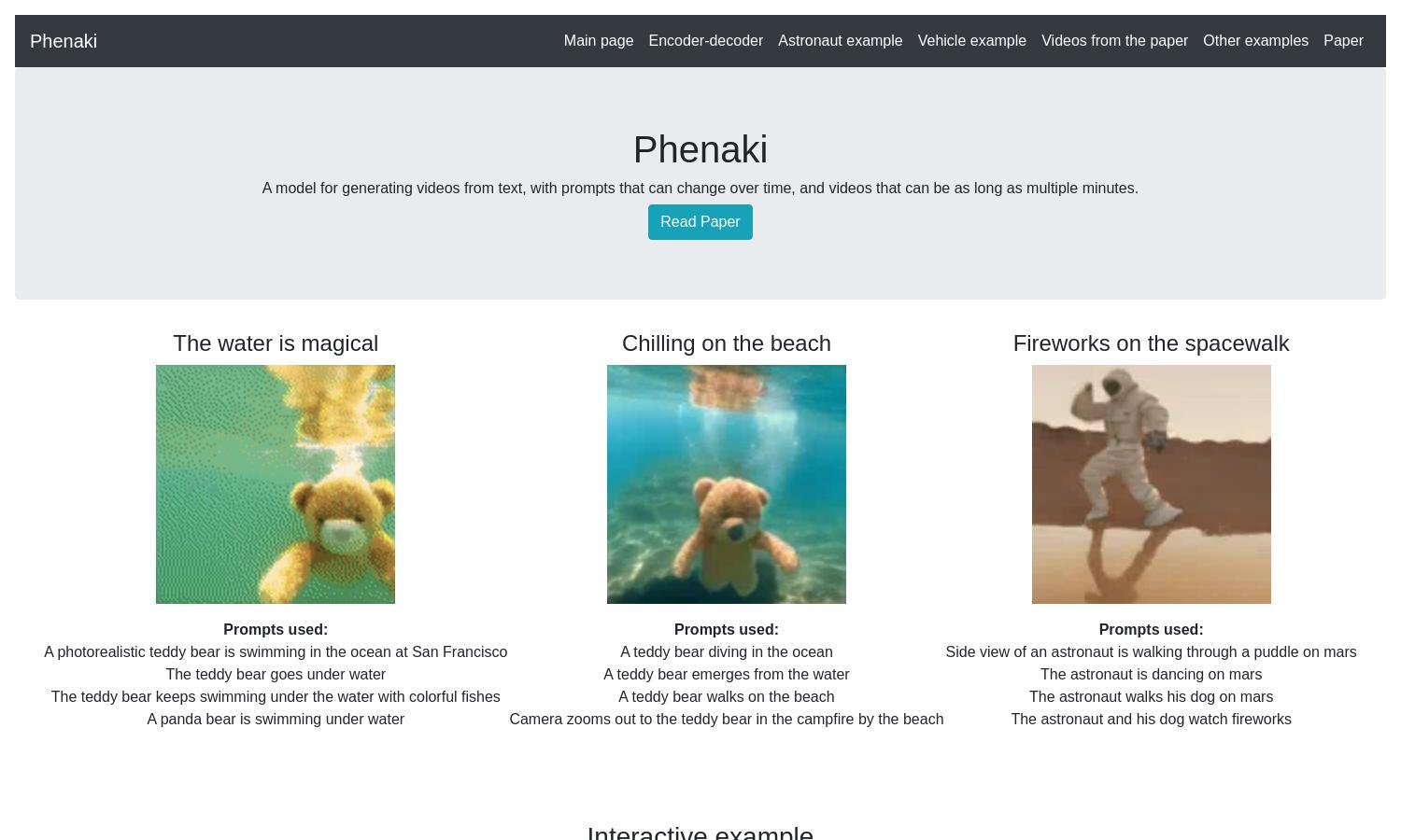 Phenaki Website