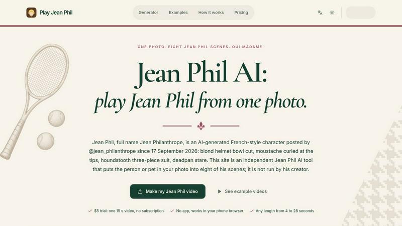 Play Jean Phil application interface and features