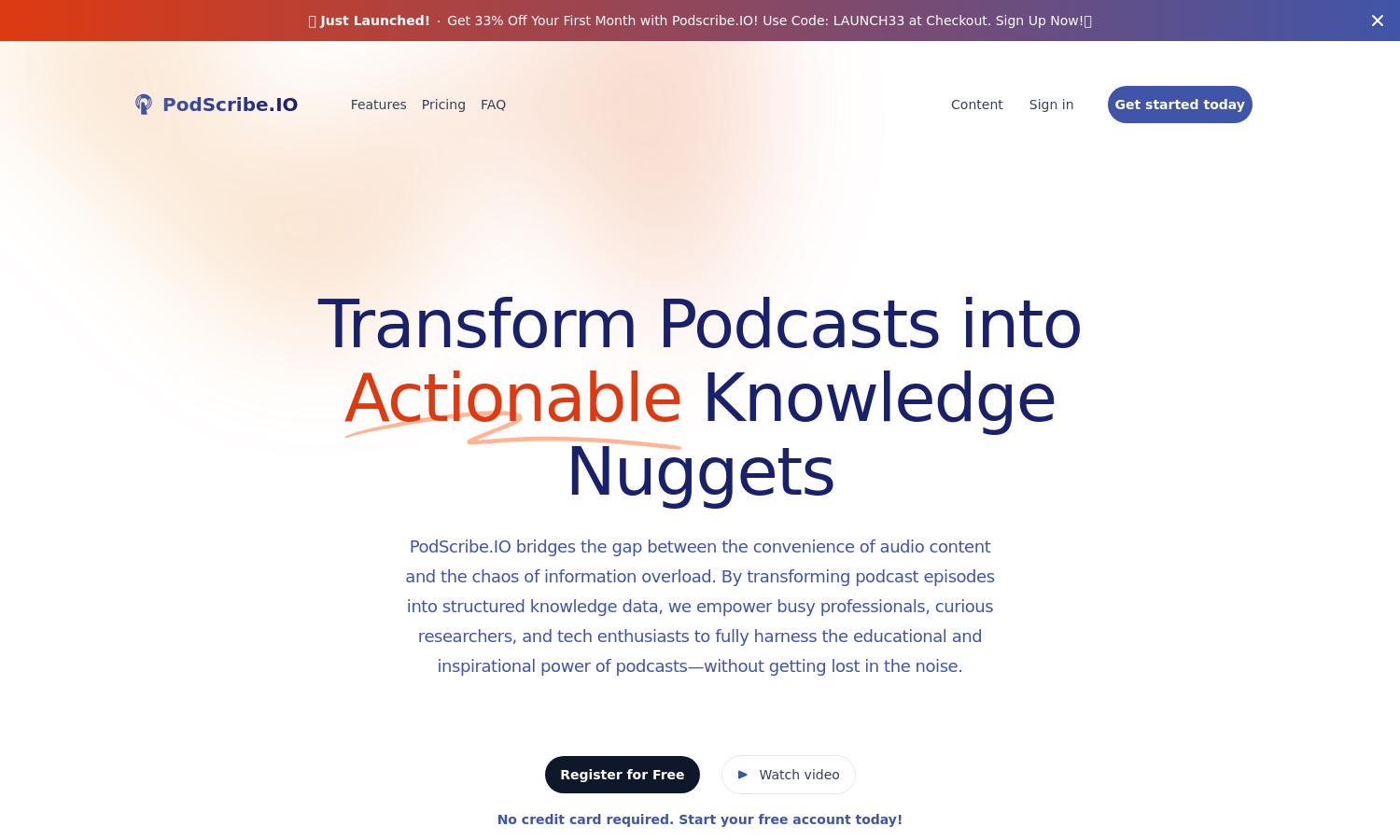 PodScribe.IO Website