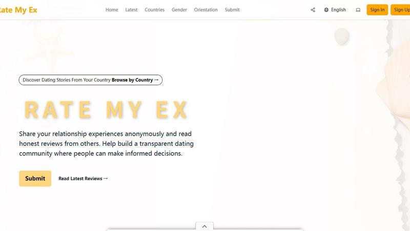 Rate My Ex application interface and features